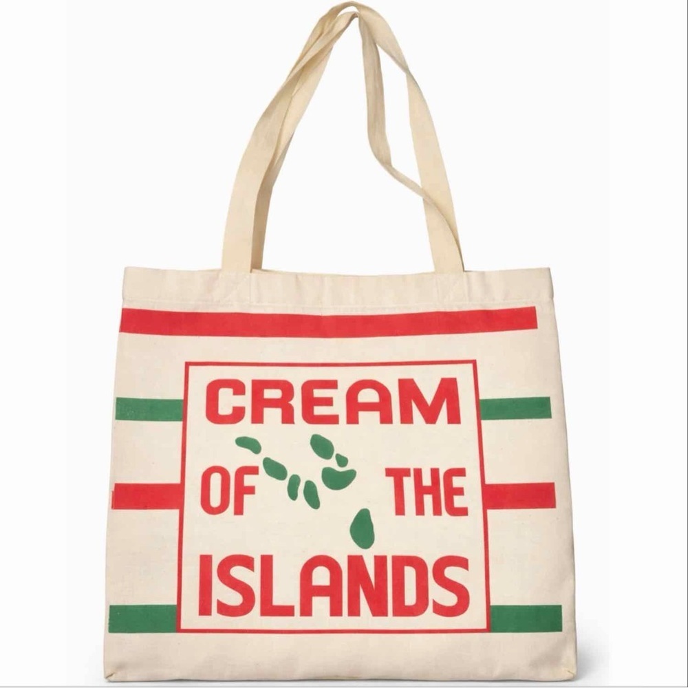 NWOT “Cream Of The Islands” Caribbean Flour Sack Design 100% Cotton Tote Bag